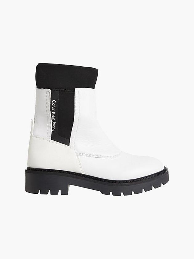 Calvin Klein USA Leather Chelsea Womens Boots White 9184357-LR